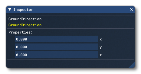 The GroundDirection Options in The Inspector Window