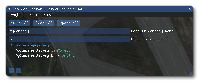 The Jetway Project In The Project Editor