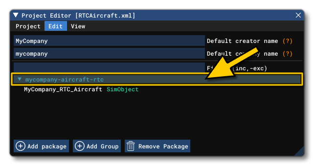 The RTCAircraft Sample Open In The Project Editor