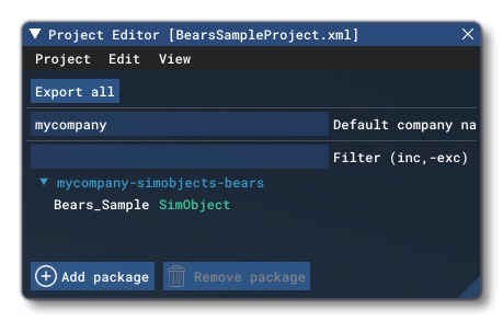 The BearsSample Project In The Project Editor