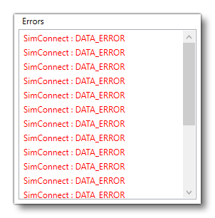 SimVar Data Error Message