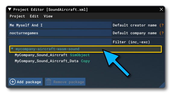 The SoundAircraft Sample Open In The Project Editor