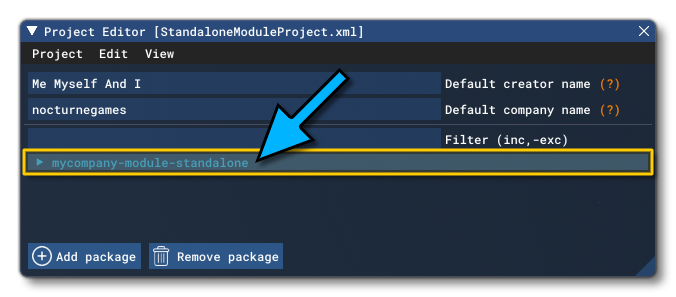 The Standalone Module Package In The Project Editor