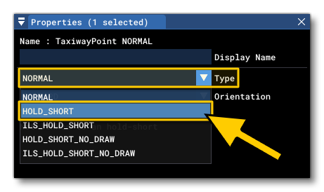 Setting The Point Type To Hold Short