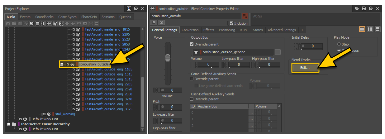 Opening The Blend Track Editor