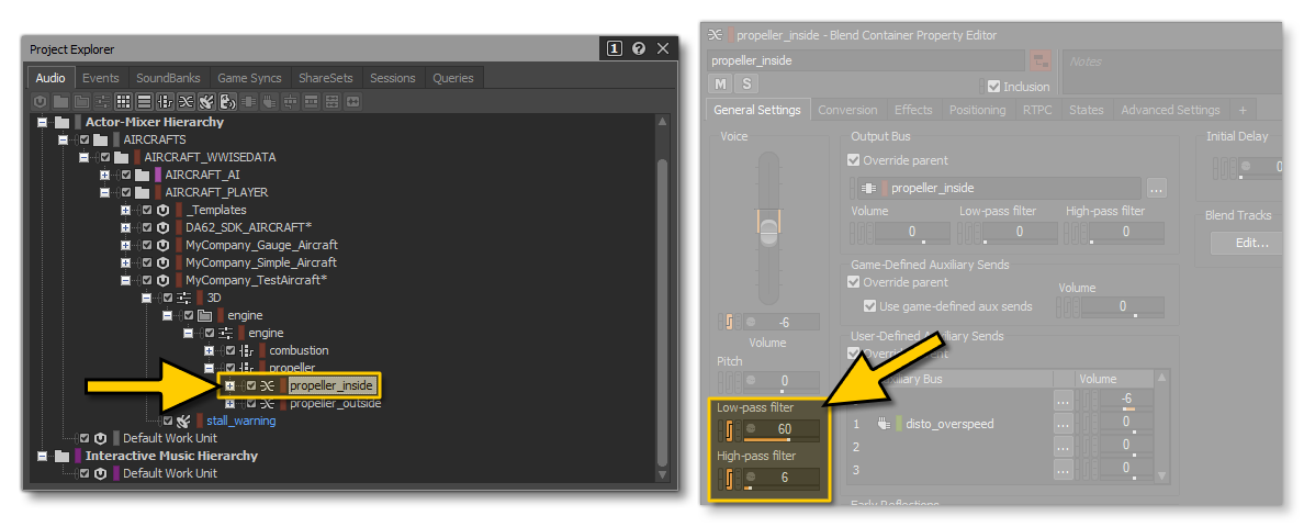 Setting Low And High Pass Filters To Simulate Interior Audio