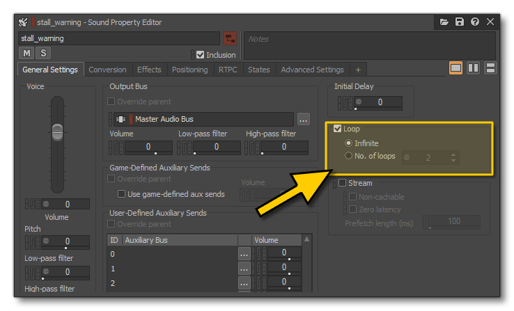 Set The Sound Properties To Loop