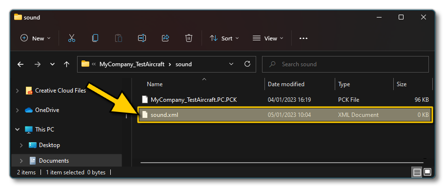 Creating The Sound.xml File In The Correct Location