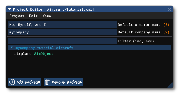 The Project Editor Window
