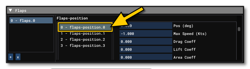 The Flaps Tab In The Aircraft Editor