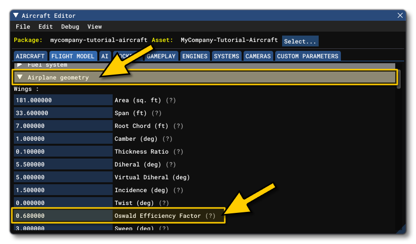 The Oswald Efficiency Factor Parameter In The Aircraft Editor