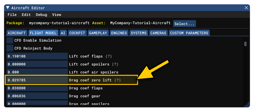 The Zero Lift Parameter In The Aircraft Editor