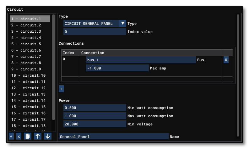 Setting Circuits In The Aircraft Editor