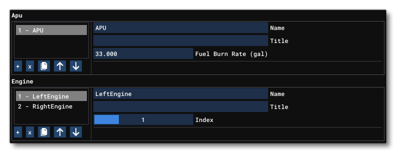 The APU And Engine Settings In The Aircraft Editor