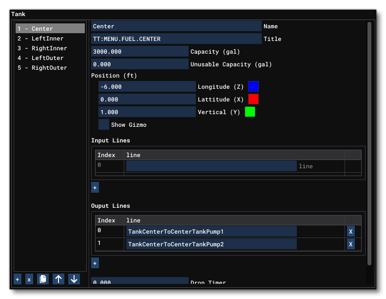 The Tank Settings In The Aircraft Editor