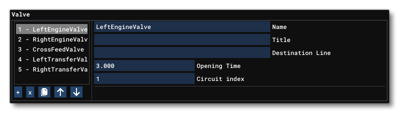 The Valve Settings In The Aircraft Editor