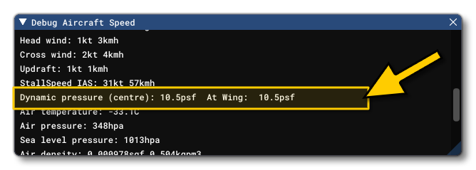 The Dynamic Pressure Readings In The Speed Debug Window The Dynamic Pressure Readings In The Speed Debug Window