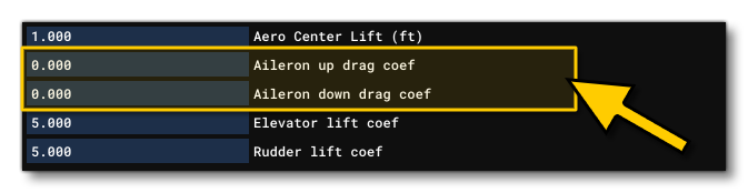 The Aileron Drag Parameters In The Aerodynamics Section The Aileron Drag Parameters In The Aerodynamics Section