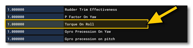 The Torque On Roll Parameter In The Aircraft Editor