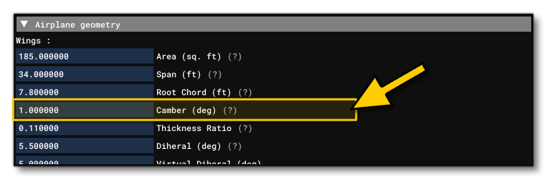 The Wing Camber Parameter In The Geometry Section The Wing Camber Parameter In The Geometry Section