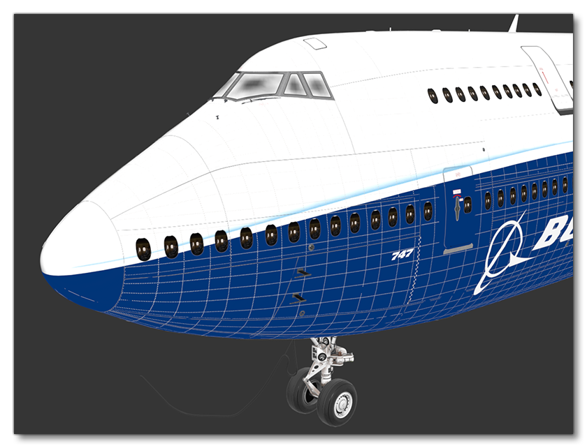 747 With Small Windows From The Exterior