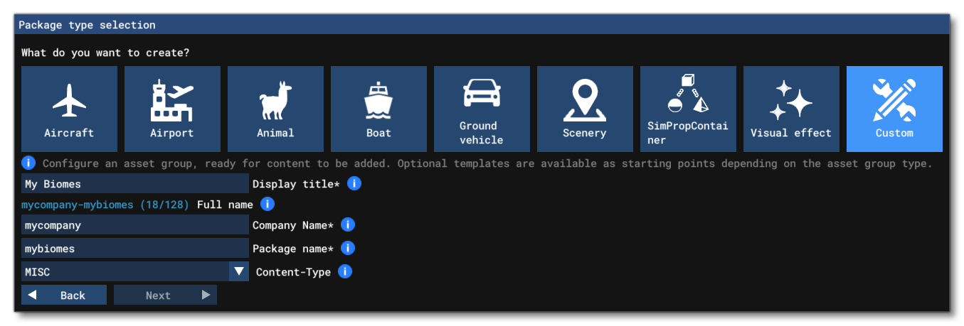 The Package Creation Wizard