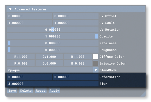 Additional Parameters In The Inspector Window For Materials