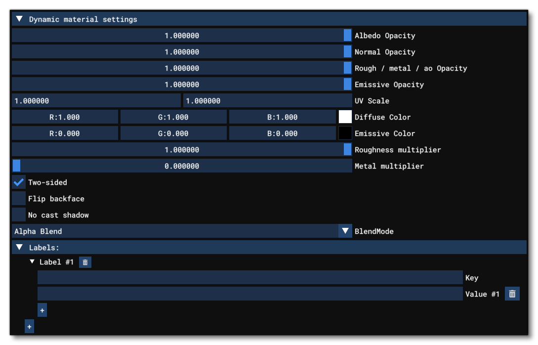 The Dynamic Materials Settings