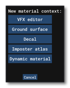 The Context Menu When Creating A New Material