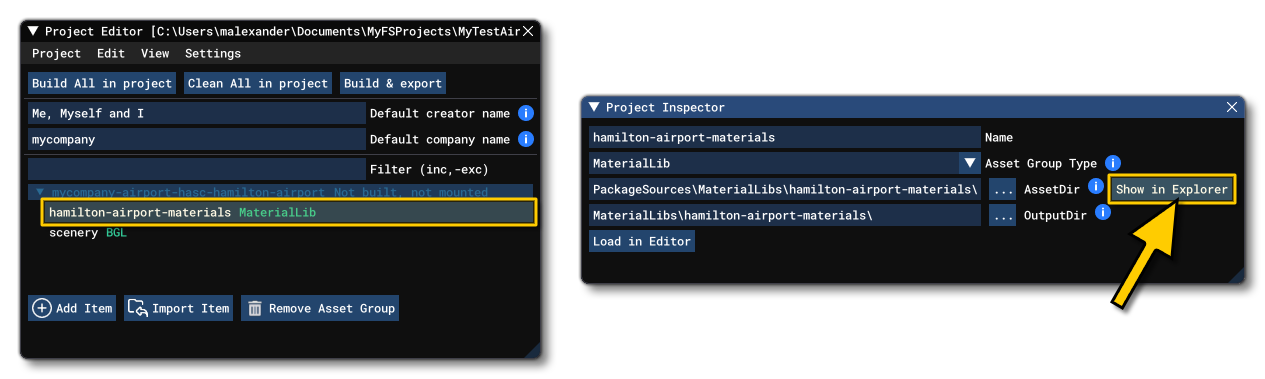 The Asset Directory For A Material In The Project Inspector