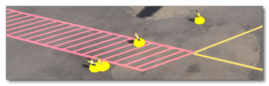 Debug Spheres Around Different SimObjects In The Simulation View