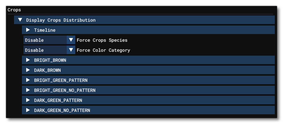The Crops Section Of The Biome Debug Window