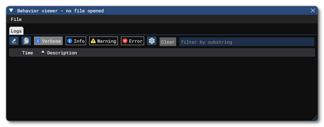 The Behavior Viewer Window When First Opened