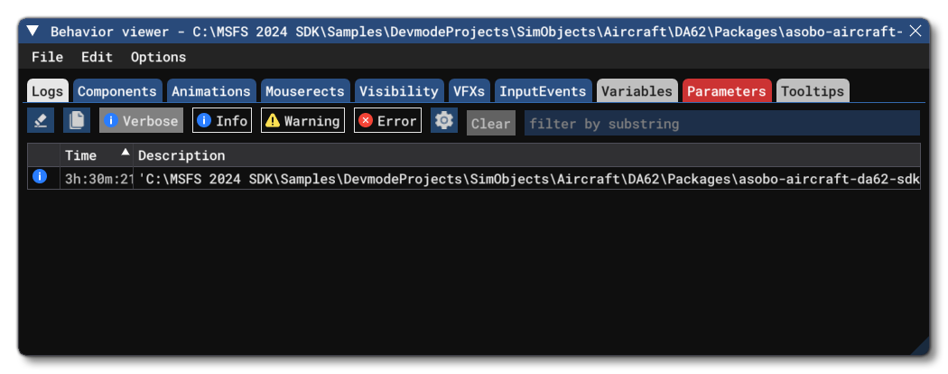 The Behavior Viewer Window When First Opened
