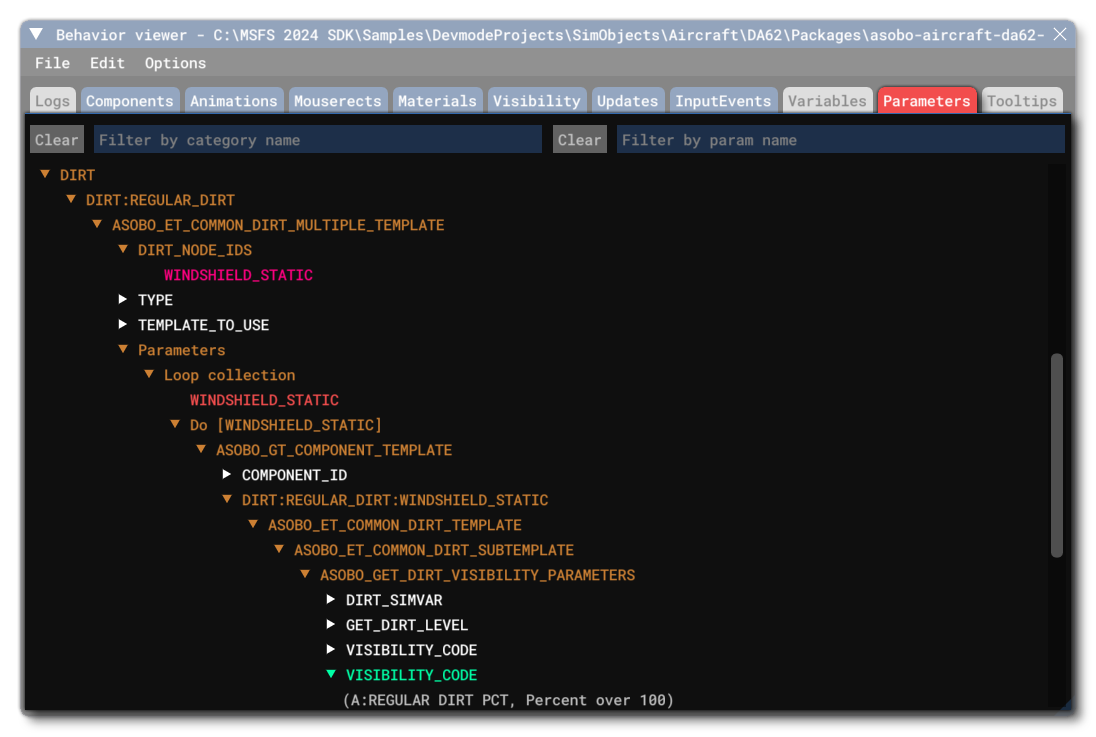 The Parameters Tab In The Viewer
