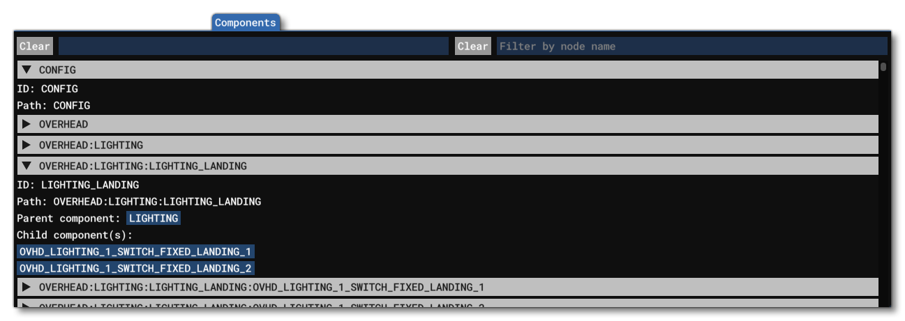 The Components Tab View The Components Tab View