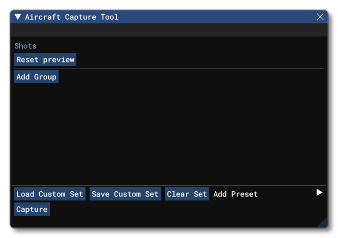 The Aircraft Capture Tool Main Window