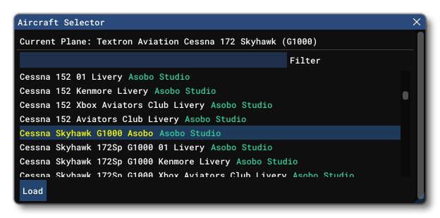 The Aircraft Selector Window