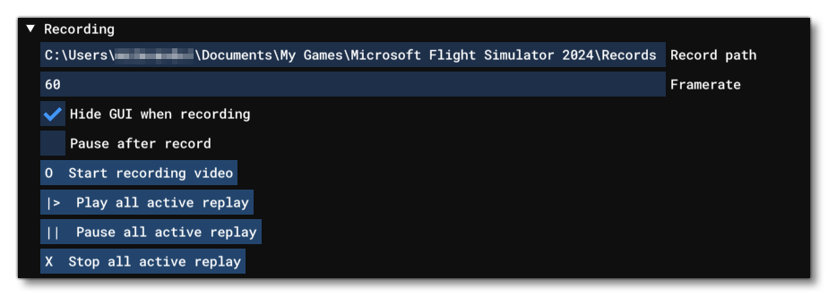 The Recording Sub-Section Of The Replay Manager