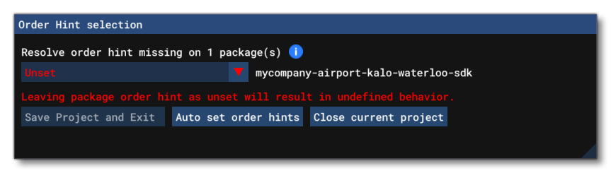 The Order Hint Selection Window The Order Hint Selection Window