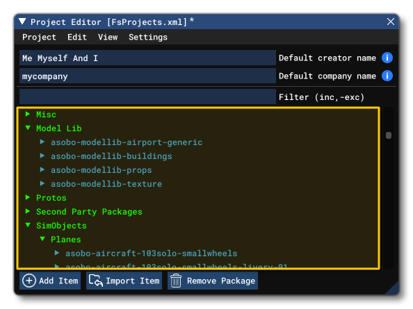 Filter Groups In The Project Editor