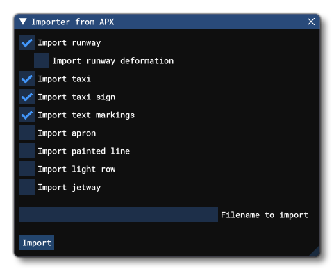 The Import From An Airport Window In The Scenery Editor