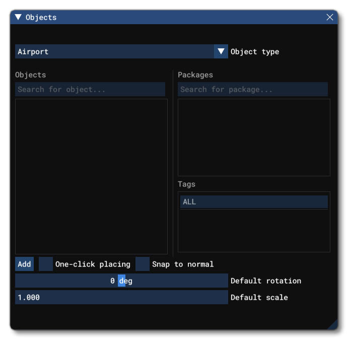 The Airport Object In The Objects Window