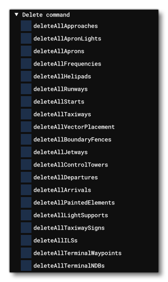 The Delete Command Option For An Airport In The Properties Window
