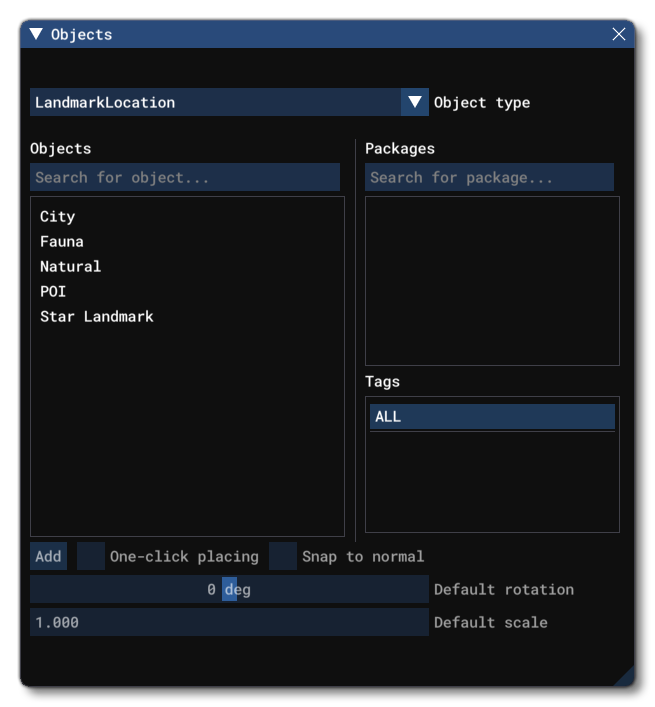 The LandmarkLocation Object In The Objects Window