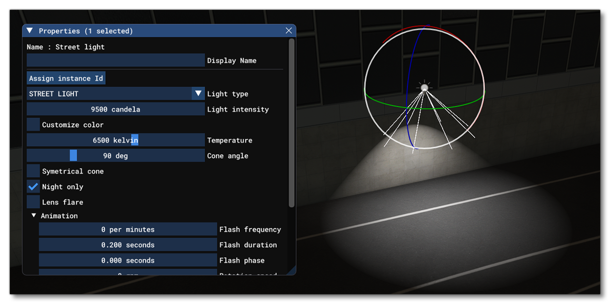The Street Light Type With Properties