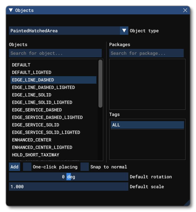 Different Painted Hatched Area Object Elements Listed In The Objects Window