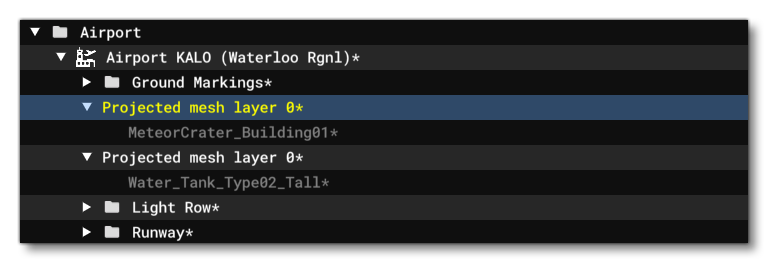 Projected Mesh Warnings In The Scenery Editor