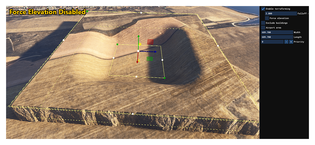 Example Of the Force Elevation Option Enabled Or Disabled