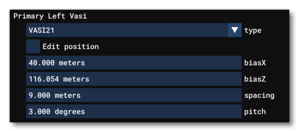The Different Settings For A VASI Light Type